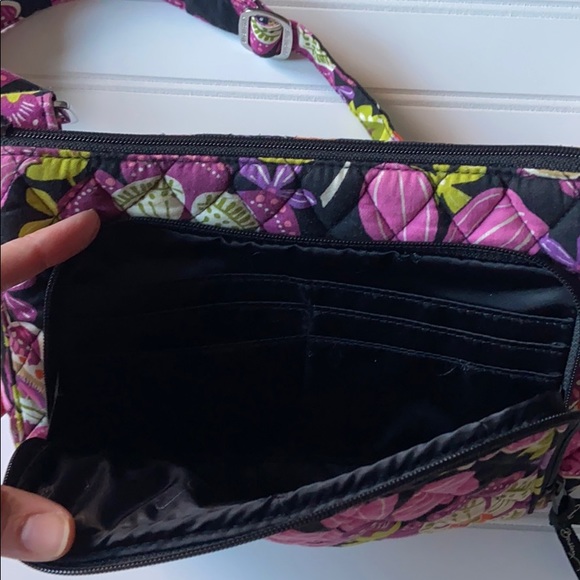 Vera Bradley Hipster Handbag Black Floral Print - Picture 3 of 4